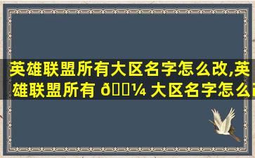 英雄联盟所有大区名字怎么改,英雄联盟所有 🌼 大区名字怎么改不了